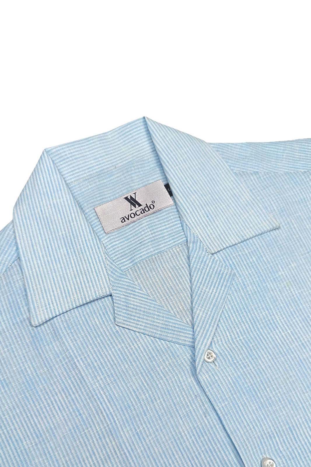 Sky Blue & White Stripe Irish Linen Cuban Shirt