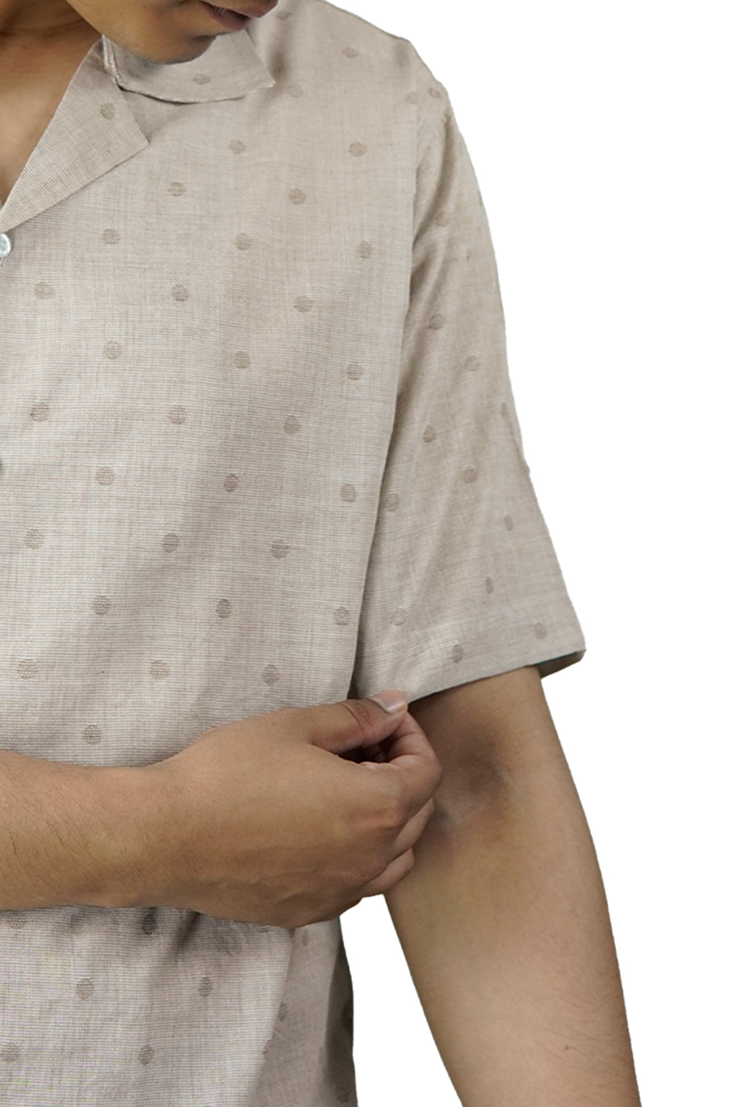 Cream & Brown Self-Textured Irish Cuban Shirt