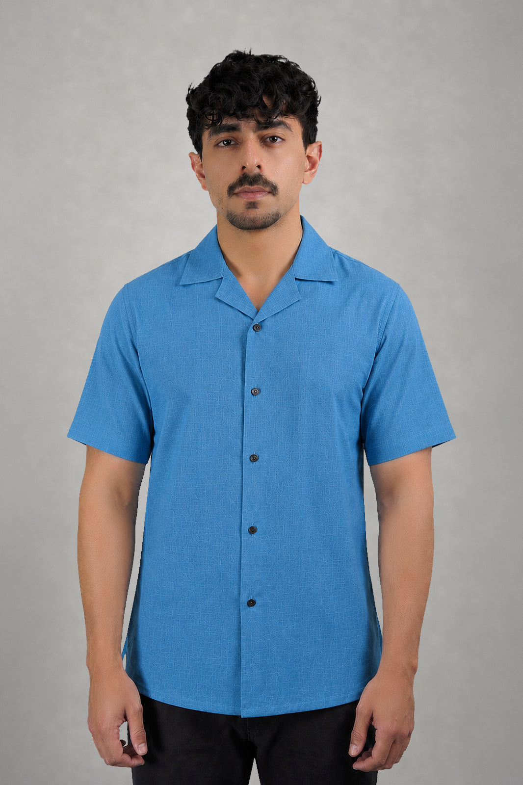 Light Turquise Irish Linen Cuban Collar Shirt