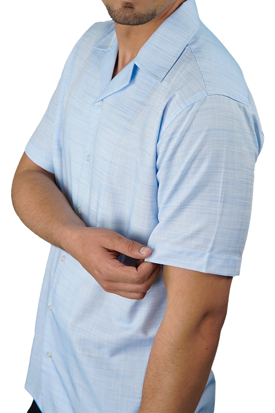 Light Royal Irish Linen Cuban Collar Shirt - White Trim