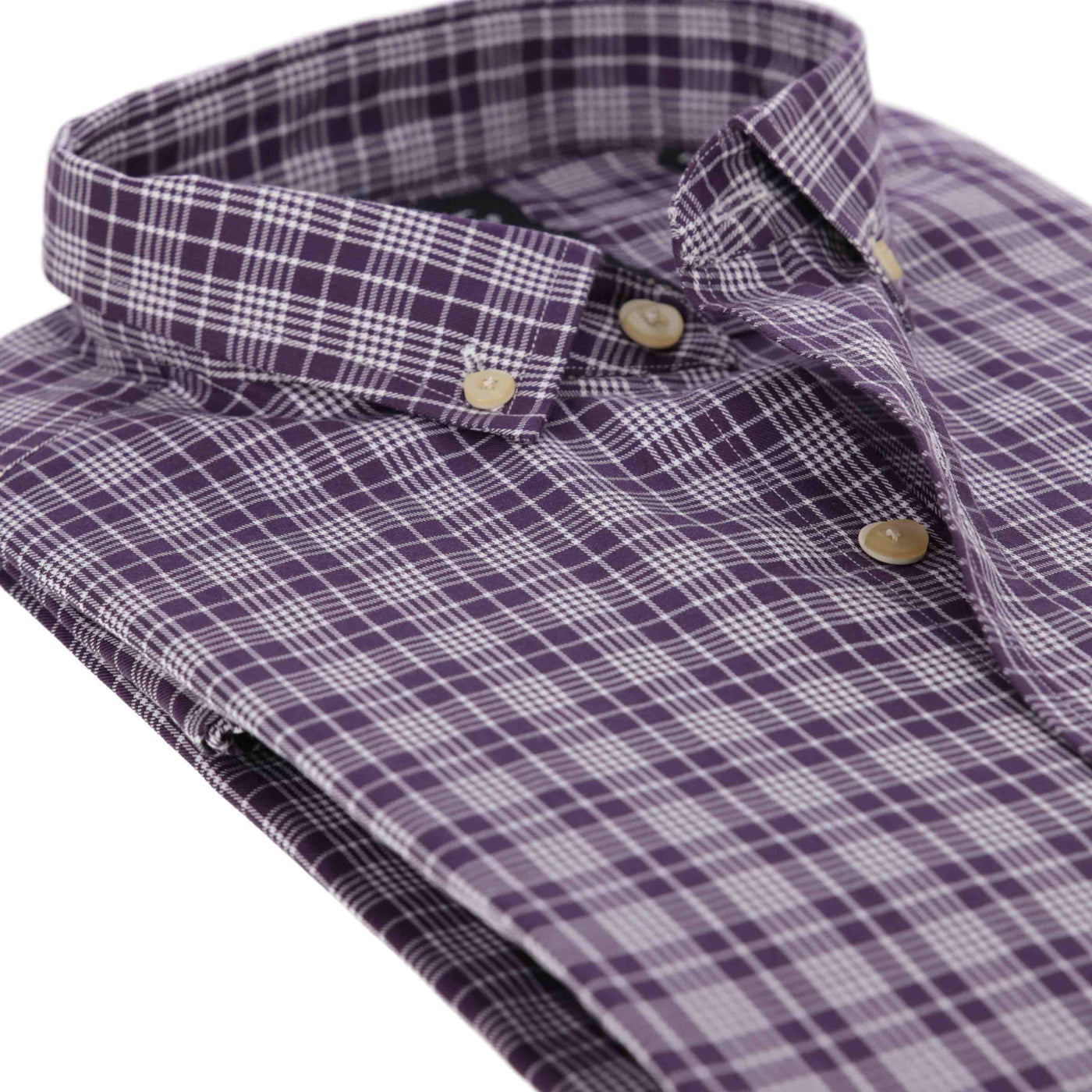 PURPLE & WHITE CHECK BUTTON DOWN SHIRT