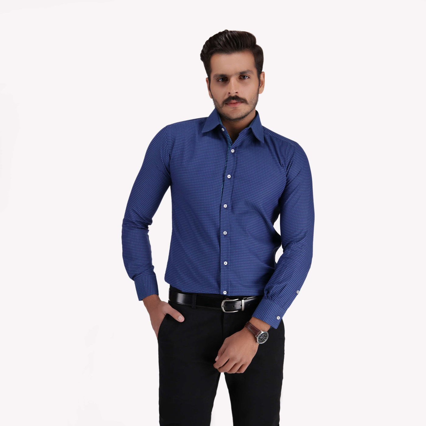 NAVY & TURQOISE DESIGNER SHIRT