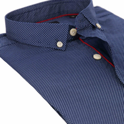 NAVY BLUE BUTTON DOWN DOTTED SHIRT