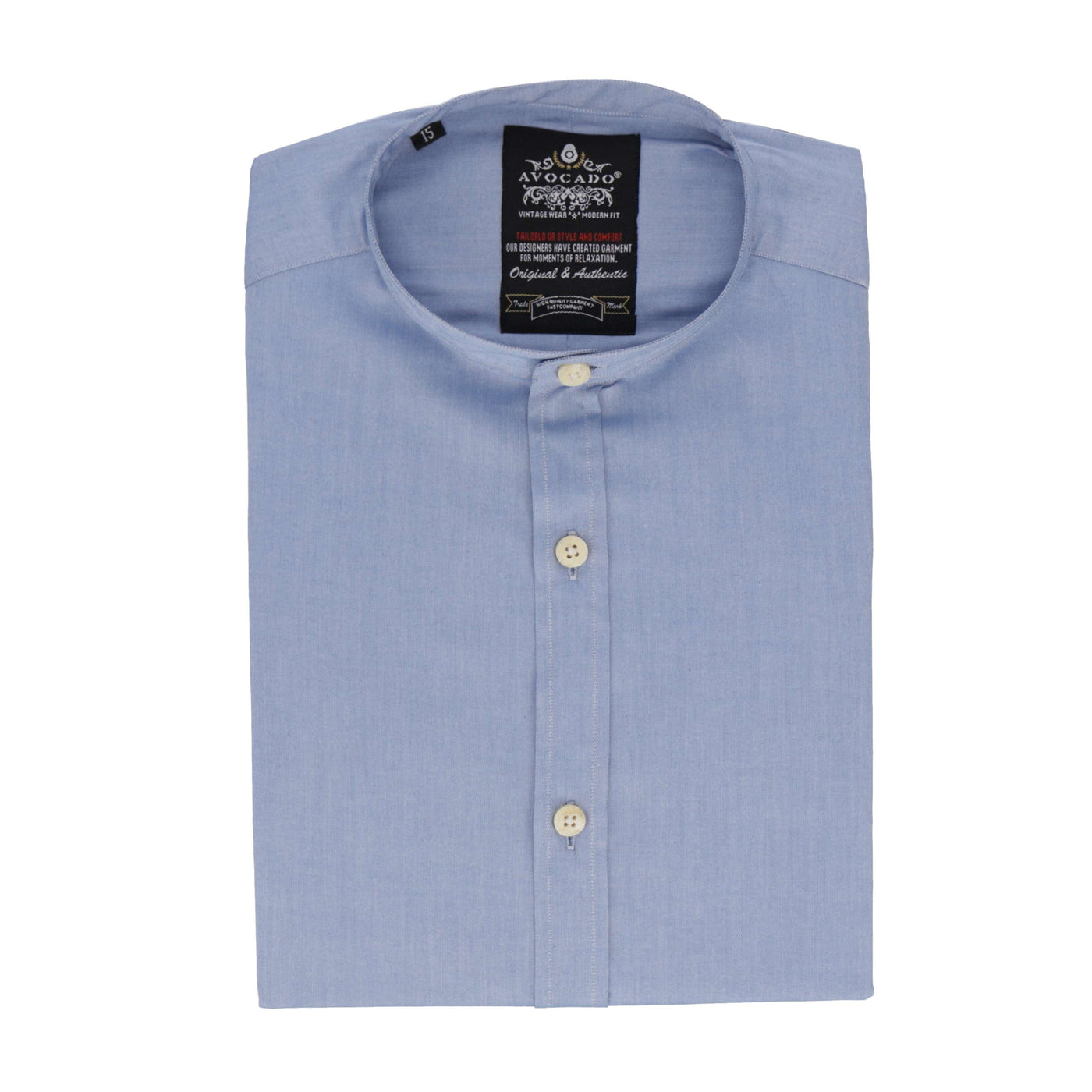 SKY BLUE BAN COLLAR SHIRT