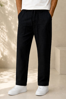 Classic Black Irish Linen Trousers