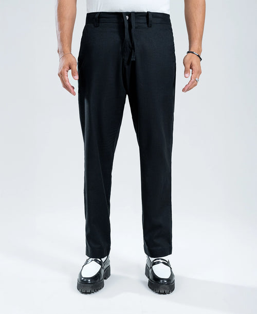 Classic Black Irish Linen Trousers
