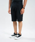 Midnight Black Textured Linen Shorts