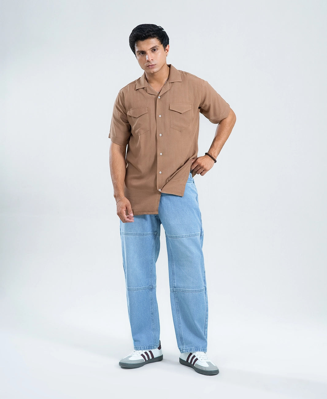 Walnut Brown Double Pocket Cuban Shirt