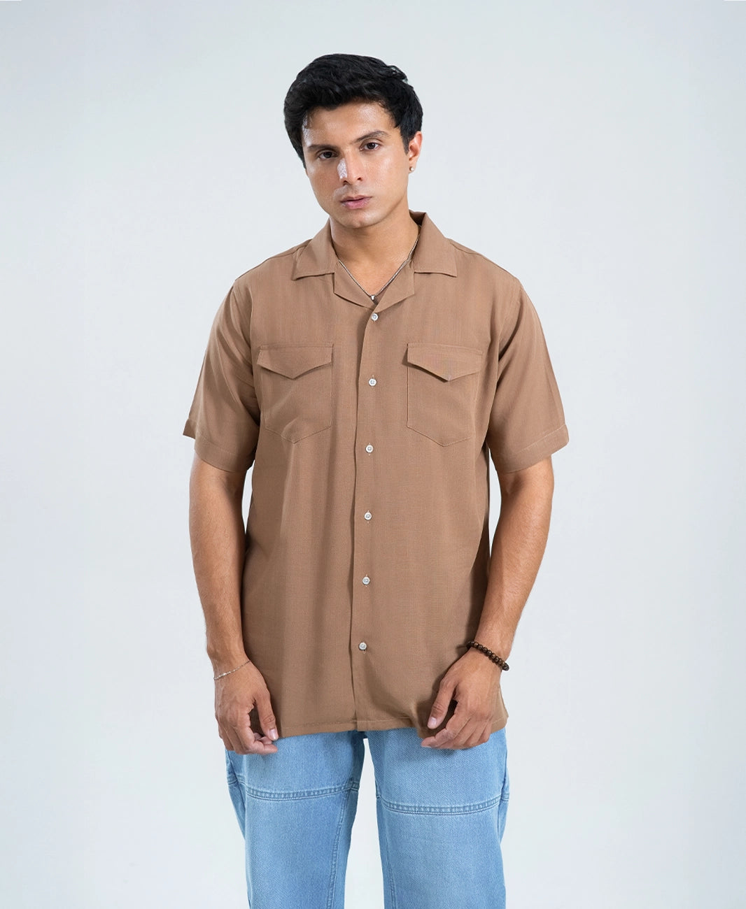 Walnut Brown Double Pocket Cuban Shirt
