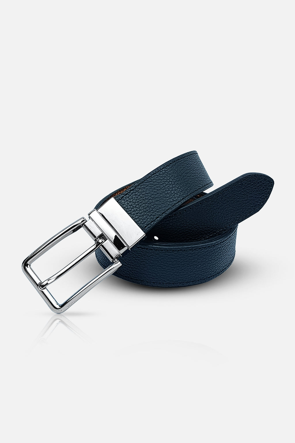 Black & Bright Brown Reversible Textured Leather Belt