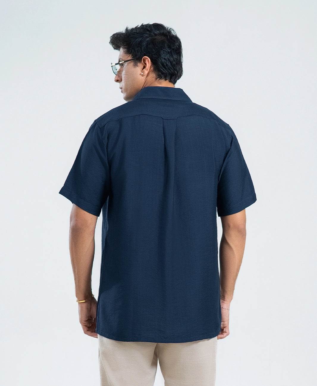 Ocean Navy Double Pocket Cuban Shirt