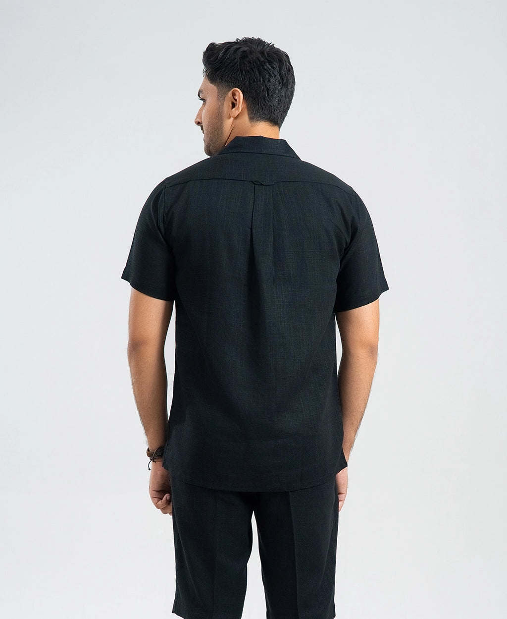 Midnight Black  Double Pocket Cuban Shirt