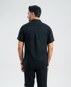 Midnight Black  Double Pocket Cuban Shirt
