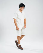 Ivory White Double Pocket Cuban Shirt