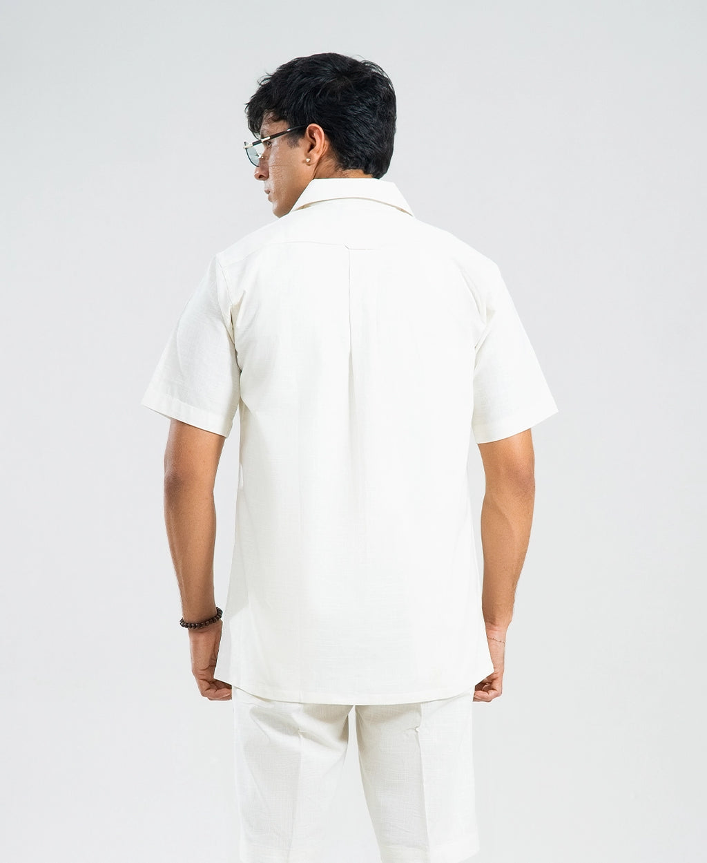Ivory White Double Pocket Cuban Shirt