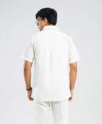 Ivory White Double Pocket Cuban Shirt