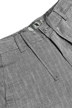 Grey Stripe Textured Irish Linen Trousers