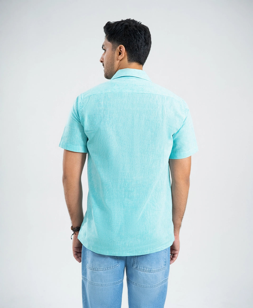 Sea Green Irish Linen Cuban Collar Shirt