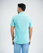 Sea Green Irish Linen Cuban Collar Shirt
