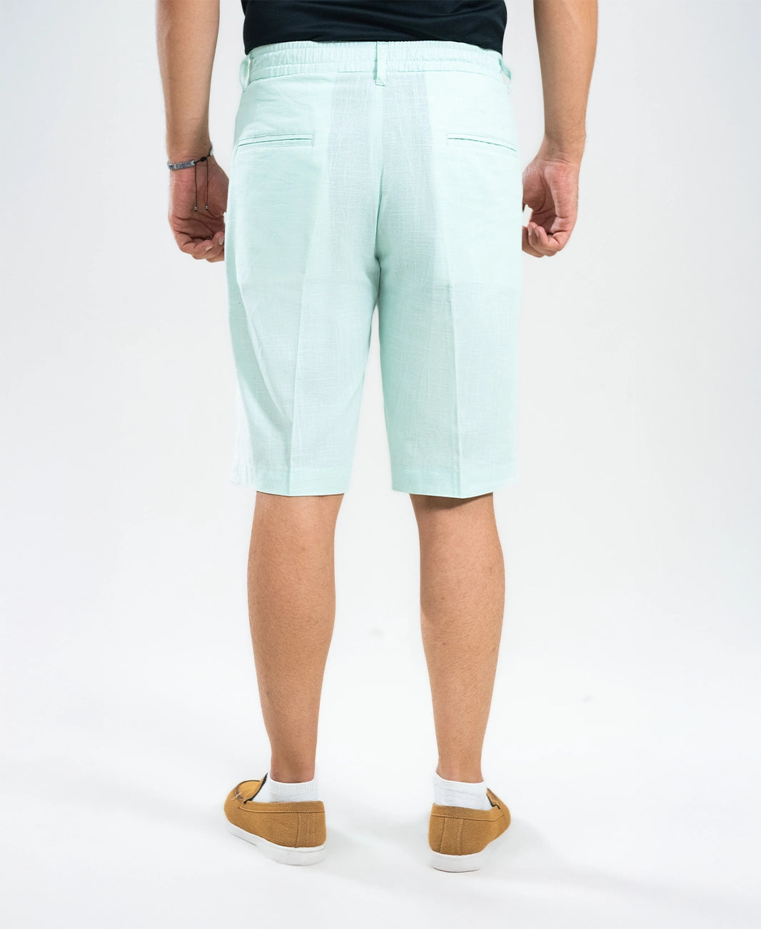 Sage Mist Textured Linen Shorts