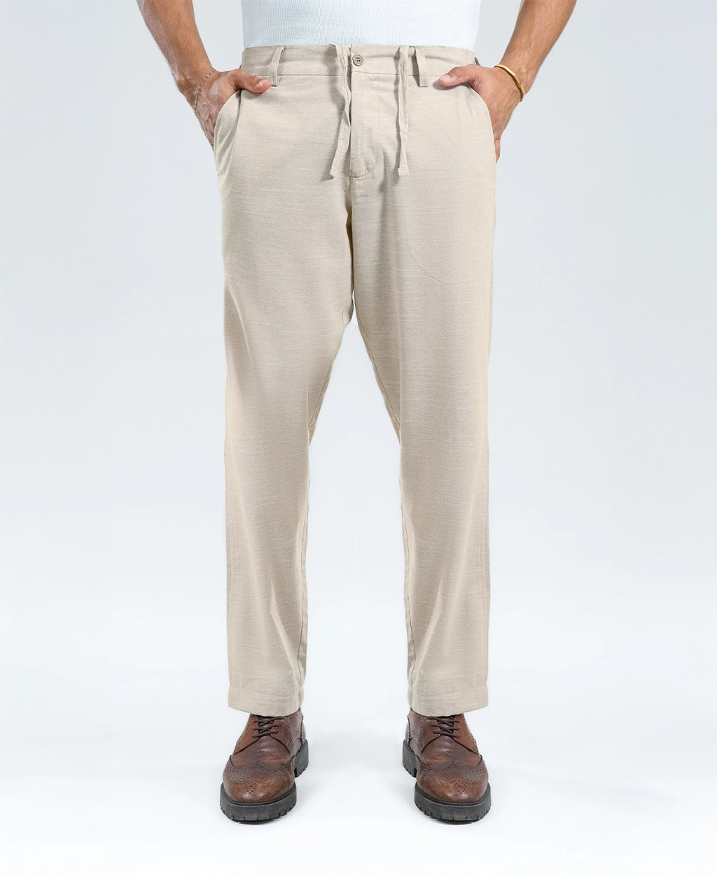 Rust Peach Irish Linen Fashion Trousers