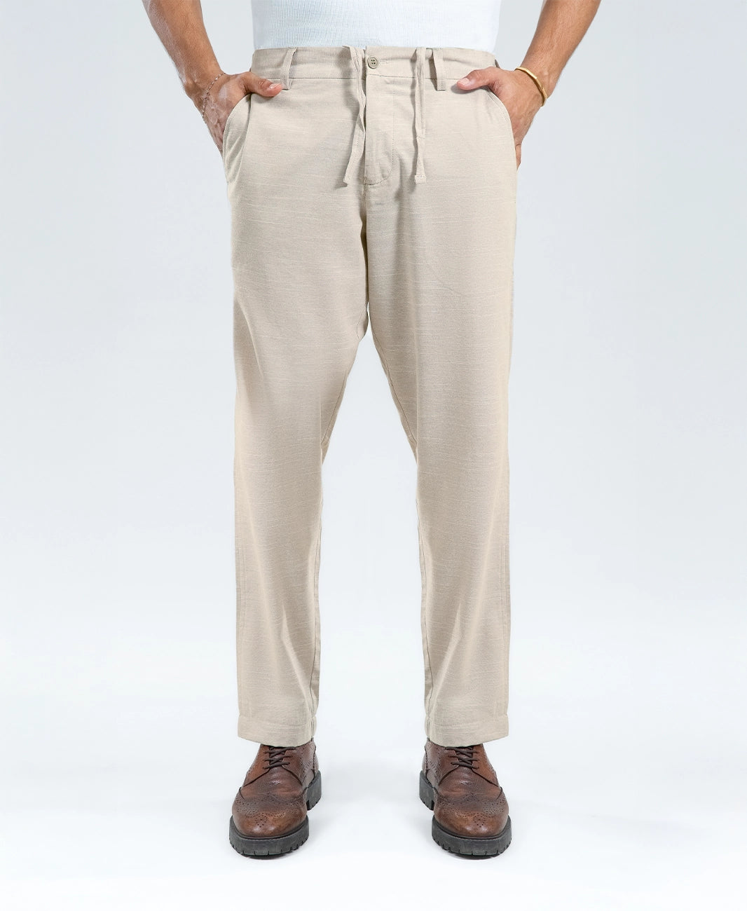 Rust Peach Irish Linen Fashion Trousers