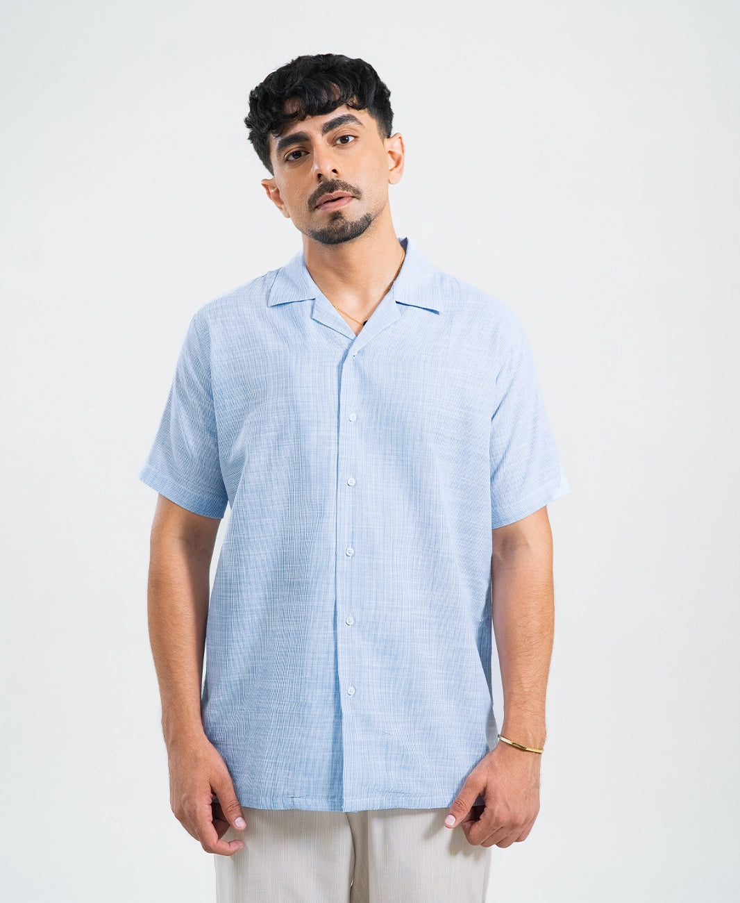 Coastal Blue Striped Irish Linen Cuban Shirt