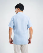 Coastal Blue Striped Irish Linen Cuban Shirt