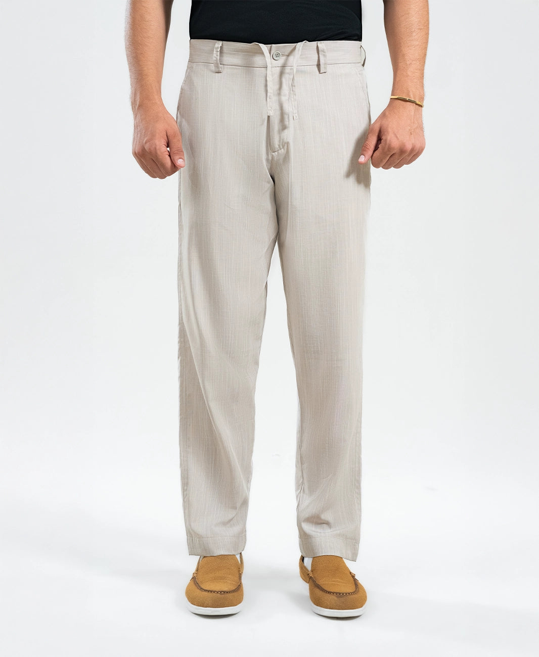 Light Peach Irish Linen Tailored Trousers