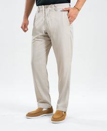 Light Peach Irish Linen Tailored Trousers
