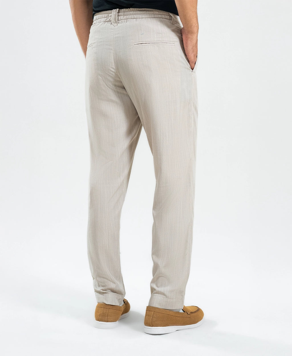 Light Peach Irish Linen Tailored Trousers