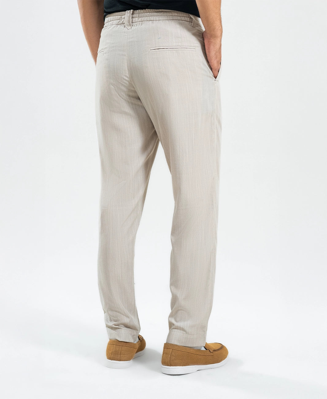 Light Peach Irish Linen Tailored Trousers