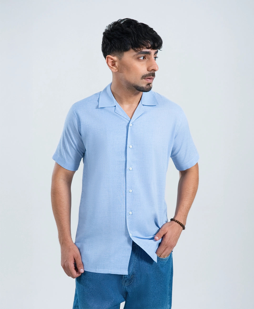 Muted Royal Irish Linen Cuban Shirt