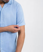 Muted Royal Irish Linen Cuban Shirt