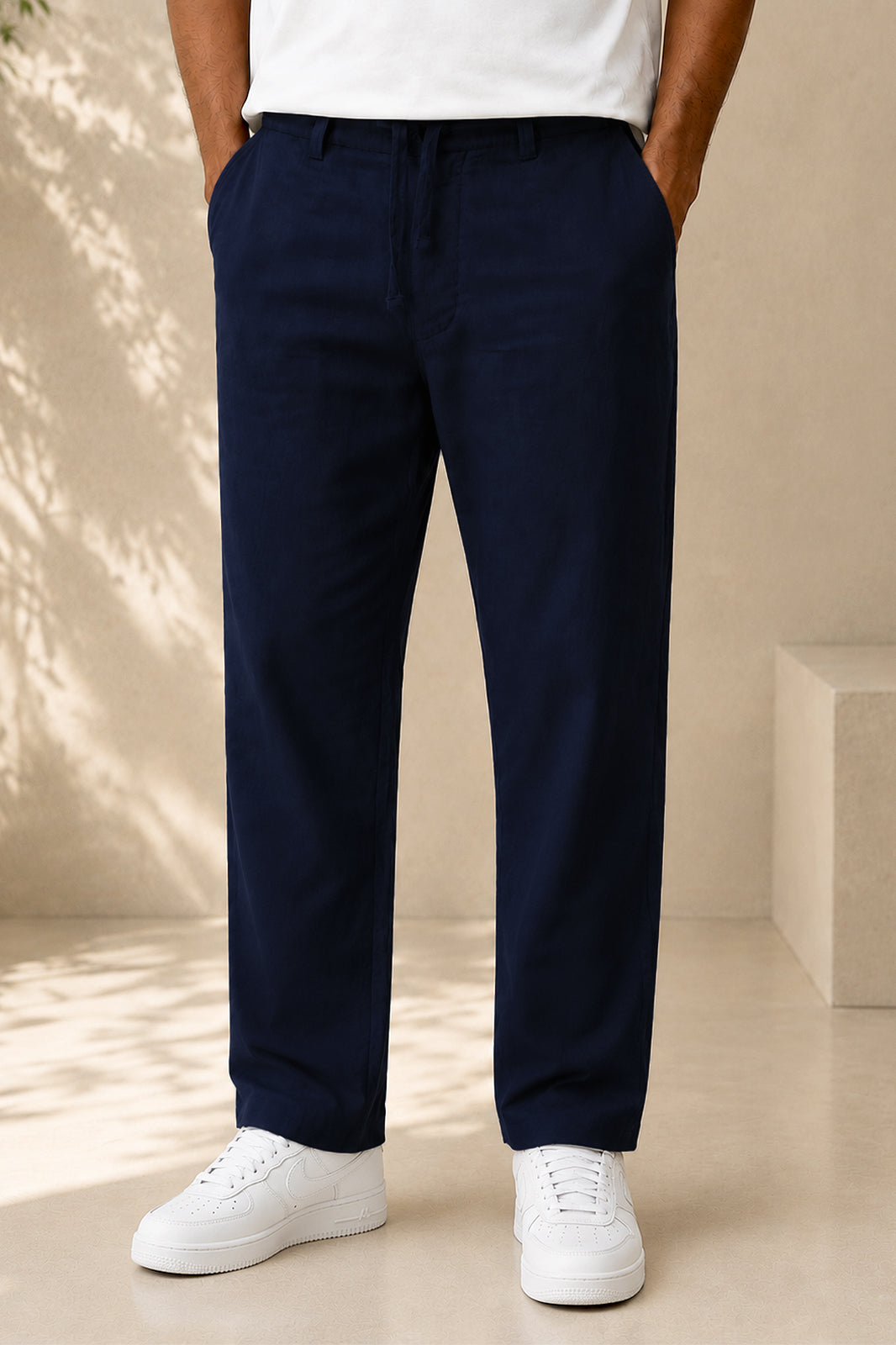 Men’s Navy Irish Linen Trousers