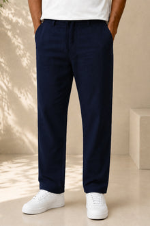 Men’s Navy Irish Linen Trousers