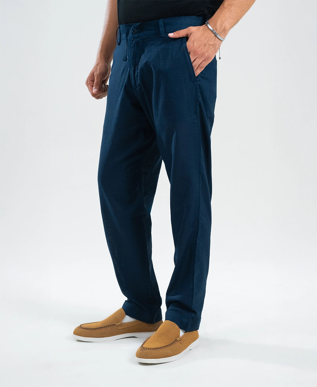 Men’s Navy Irish Linen Trousers