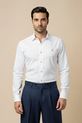 White & Blue Piping Designer Shirt