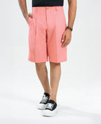 Desert Peach Textured Linen Shorts