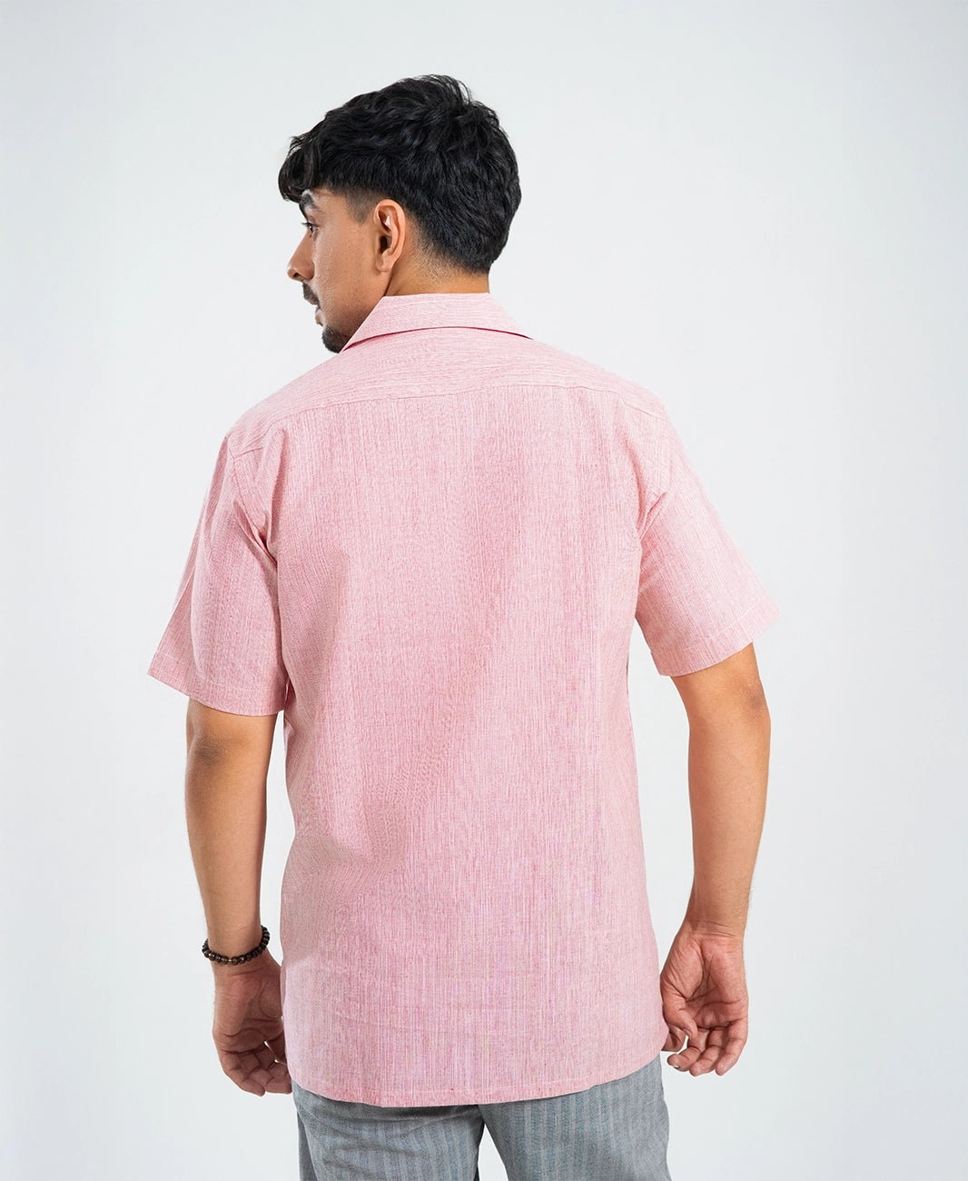 Red & White Striped Textured Cuban Shirt