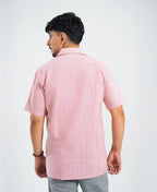 Red & White Striped Textured Cuban Shirt