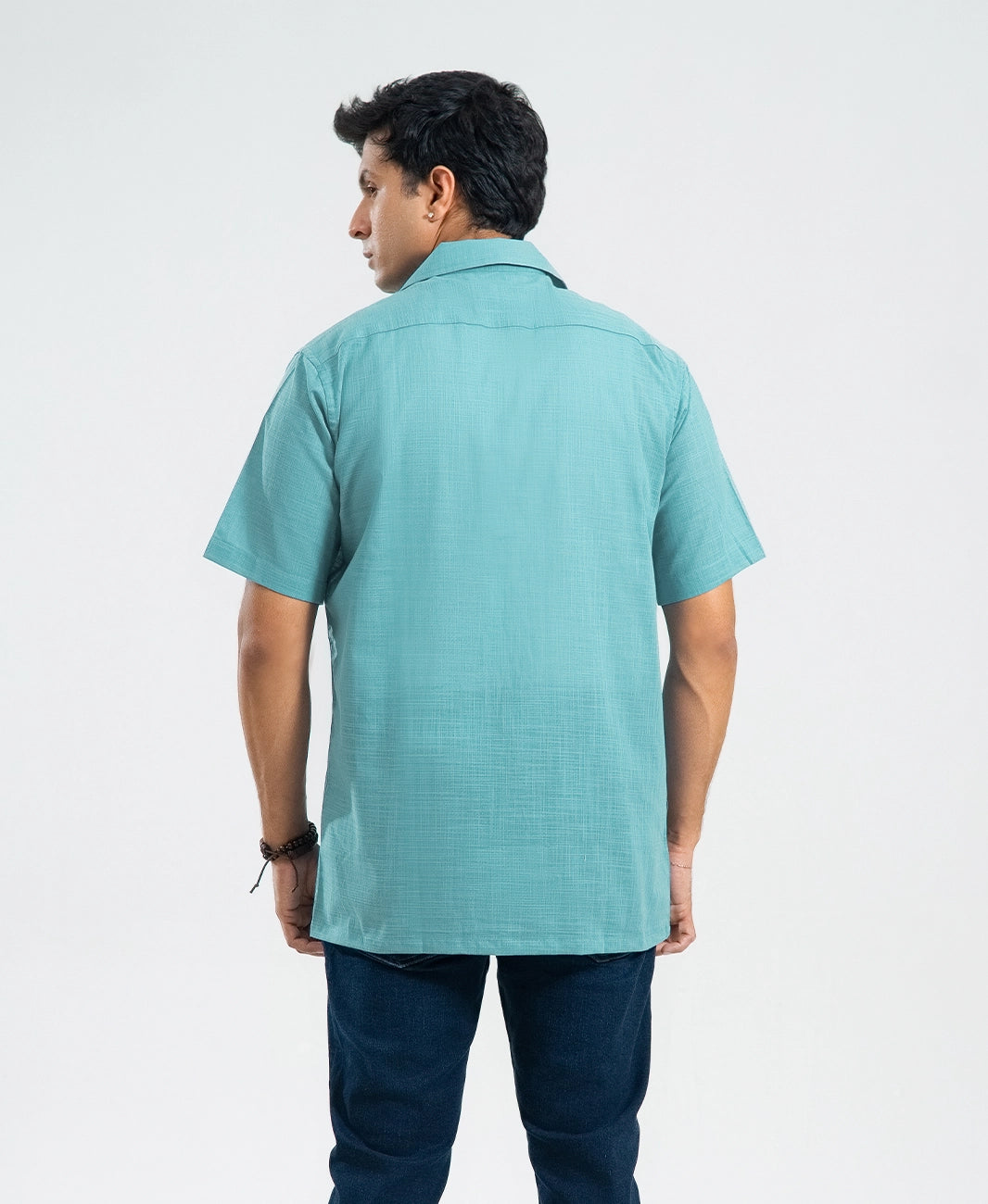Light Turquise Irish Linen Cuban Collar Shirt