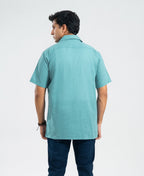 Light Turquise Irish Linen Cuban Collar Shirt
