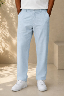 New Sky Blue Irish Linen Lightweight Trousers