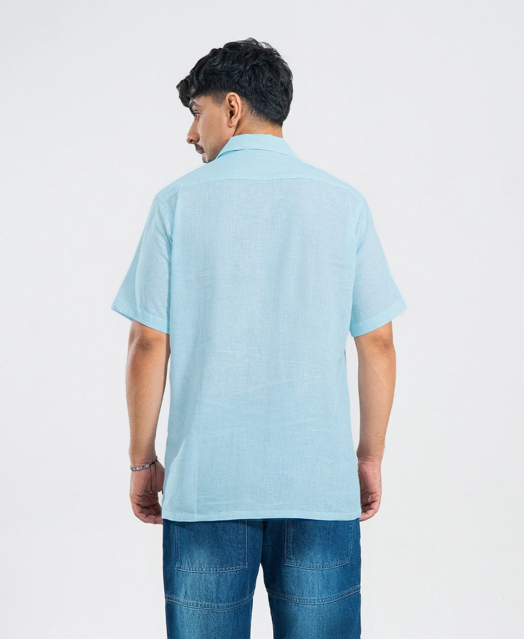 Sky Blue & White Stripe Irish Linen Cuban Shirt
