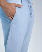 New Sky Blue Irish Linen Lightweight Trousers