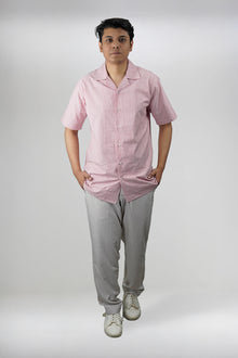 Red & White Striped Textured Cuban Shirt