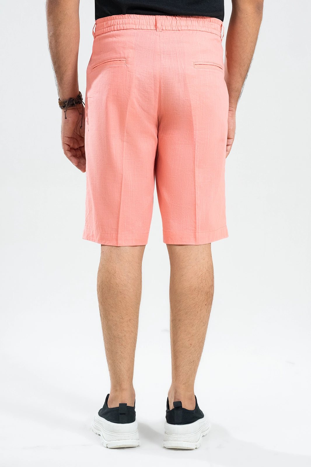 Desert Peach Textured Linen Shorts