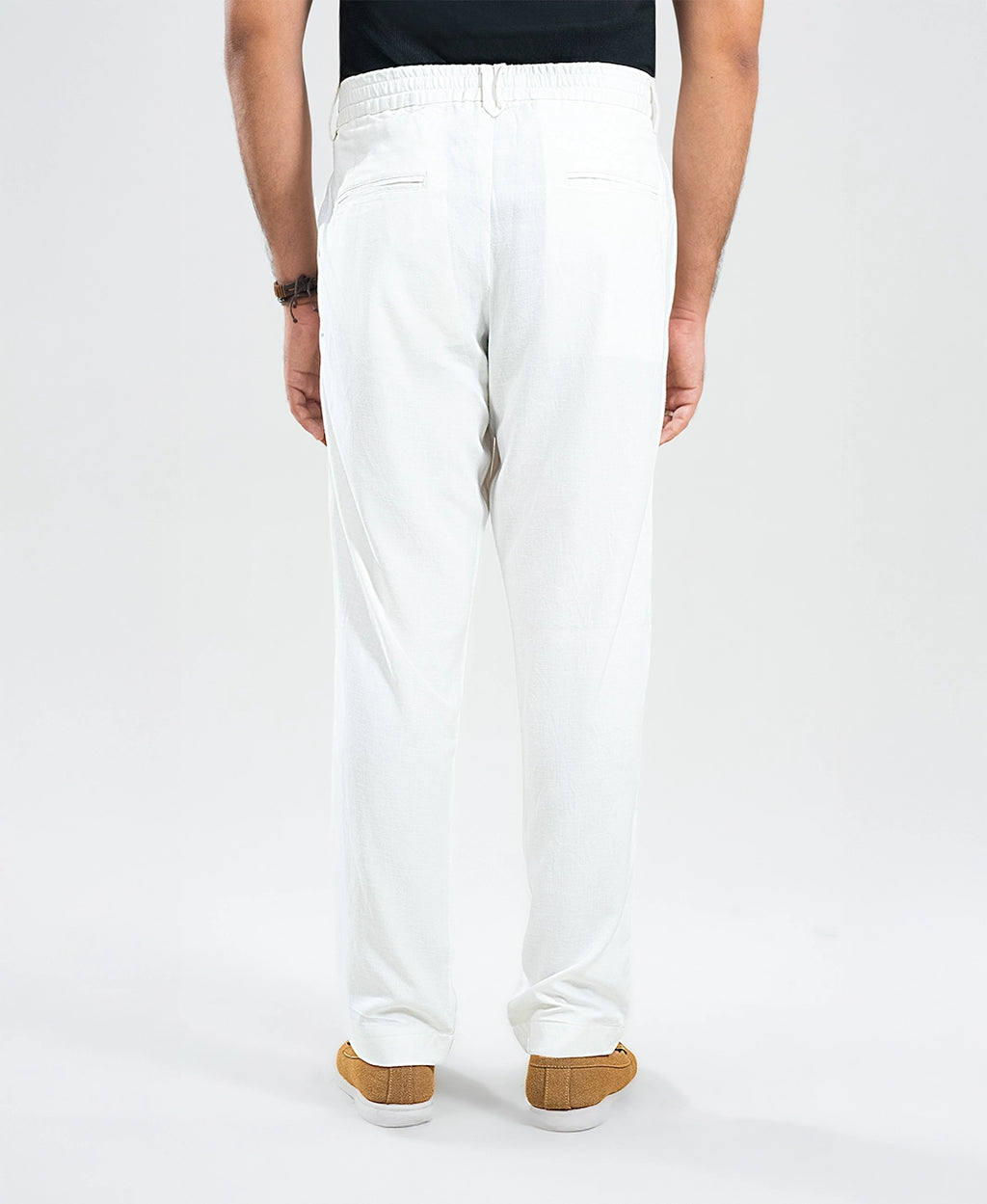 Egg White Irish Linen Slim-Fit Trousers