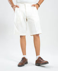 Ivory White Textured Linen Shorts